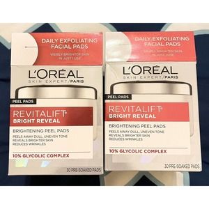 2PK- L'Oreal Revitalift Bright Reveal Brightening Peel Pads, 30 Pads Each
